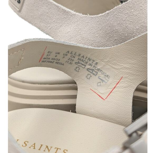 AllSaints Nessa Chunky Leather women's Sandals Stone White size US7 EU37 - Picture 4 of 12